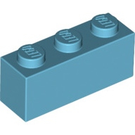 Lego kostka (kostička) 1x3, azurová střední (6223734)